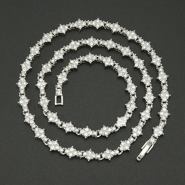 Klassieke cluster tennisketting | witgoudkleurig