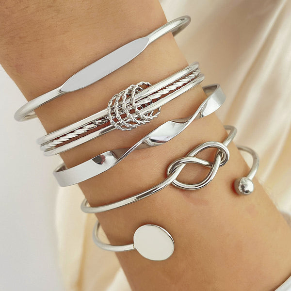 Knotted Elegance armbandenset | witgoudkleurig