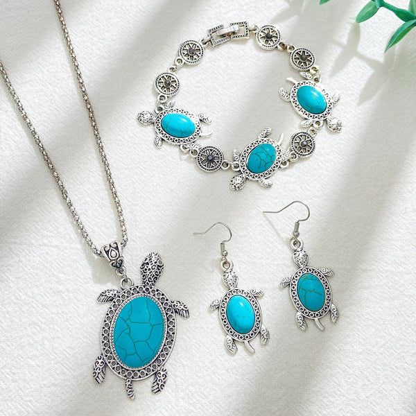 Turquoise schildpad-sieradenset