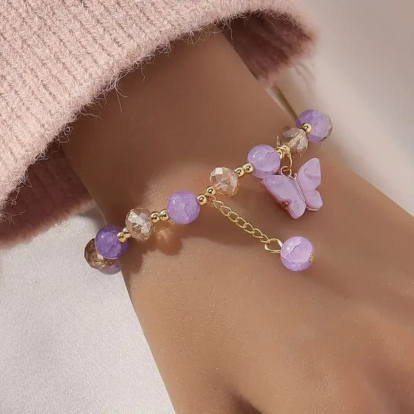 Mooie stretch-kralenarmband met vlinder