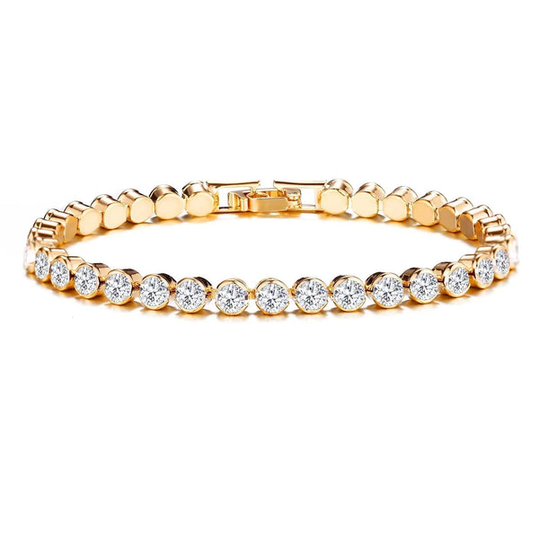 Tennisarmband met ronde steentjes | goudkleurig