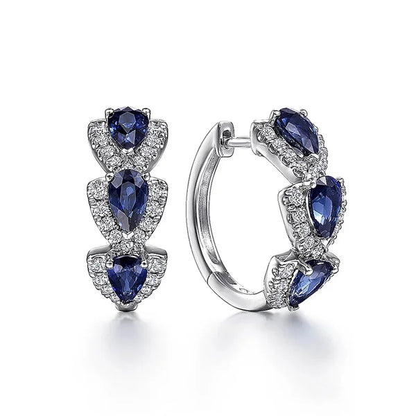 Royal Sapphire Crest oorbellen | witgoudkleurig