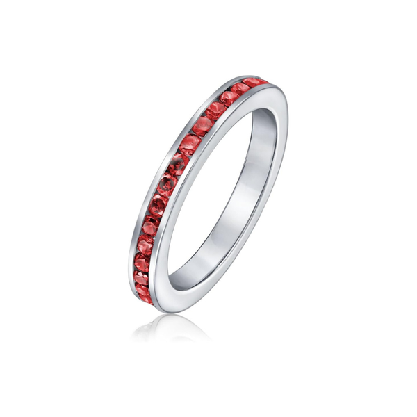 Robijnrode eternity ring | witgoudkleurig