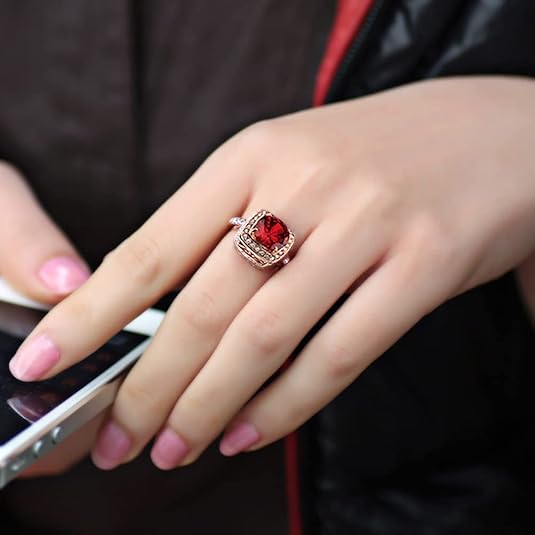 Robijnrode halo statementring | roségoudkleurig