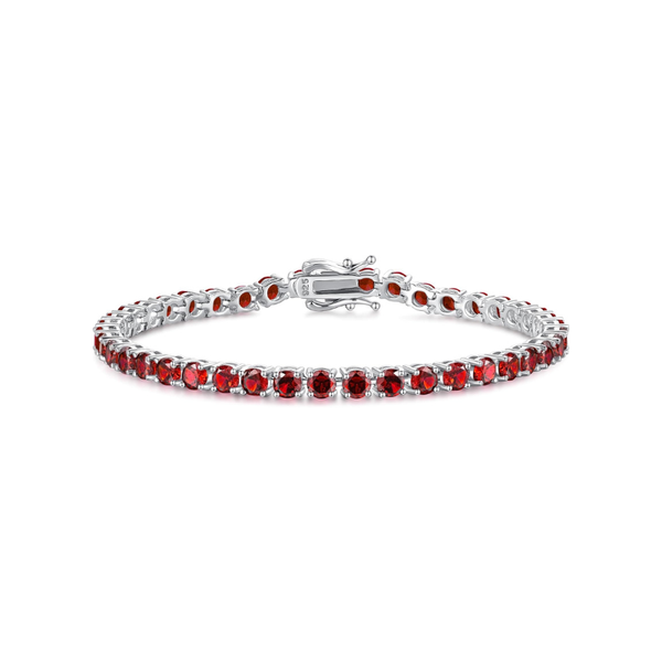 Robijnrode tennisarmband | witgoudkleurig