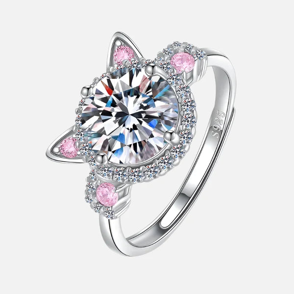 Verstelbare ring met kattenoortjes en zirkonia