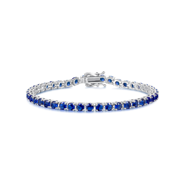 Tennisarmband met saffier | witgoudkleurig