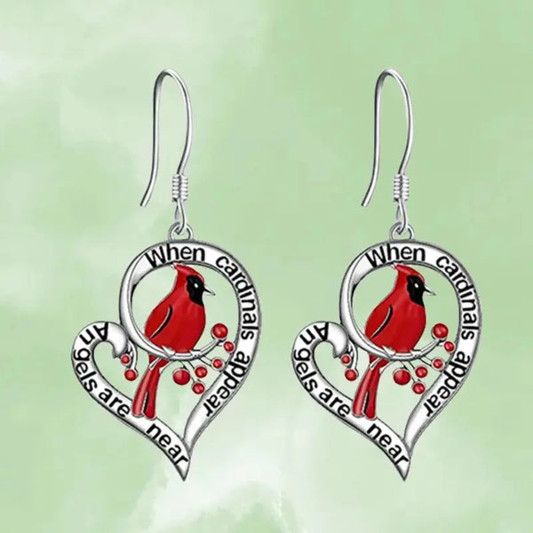 Kardinaal-gedenkoorbellen – “When Cardinals Appear, Angels Are Near” hartvormige hangoorbellen
