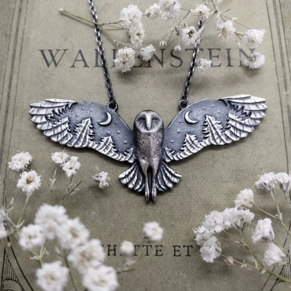 Vintage uil-en-maan ketting