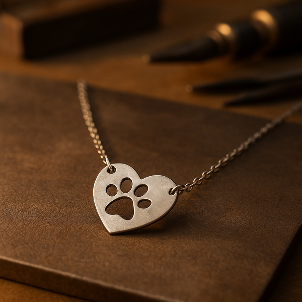 Zilverkleurige hart & pootje hanger ketting