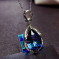 Zilverkleurige saffier druppelketting