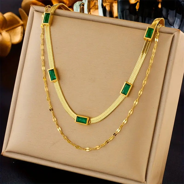 Sister Gem dubbellaagse retroketting | goudkleurig