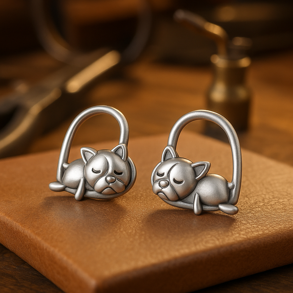 925 zilveren oorknopjes slapend puppy