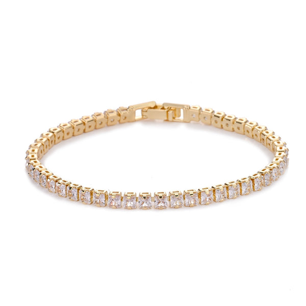 Vierkante tennisarmband | goudkleurig