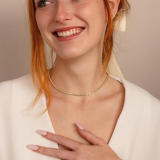 Tennisketting | goudkleurig
