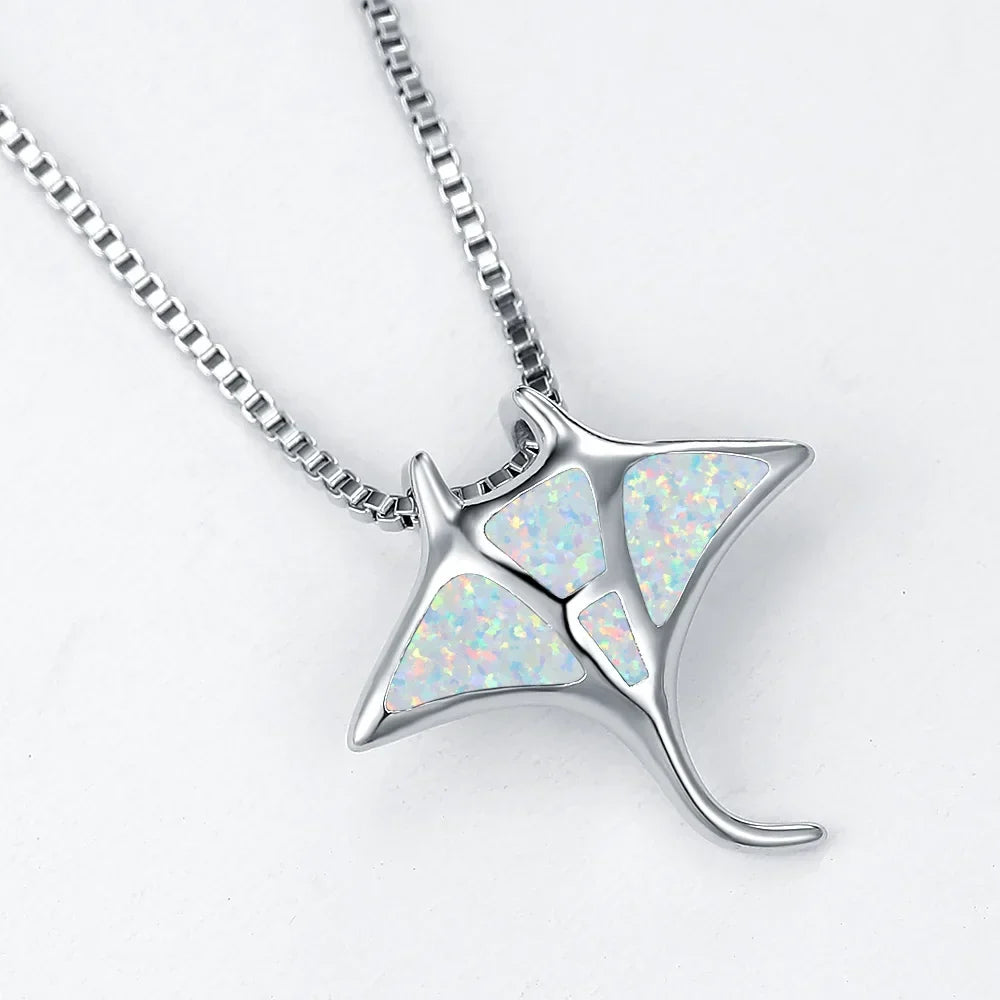 Mantarog ketting met blauwe opaal-look