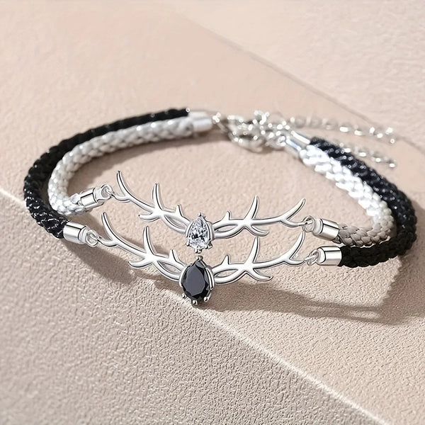 Hertengewei armband met hart en zirkonia