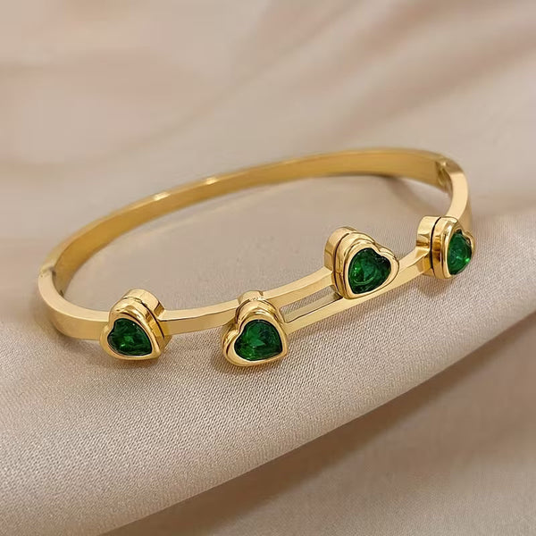 Verde armband met hartjes | goudkleurig