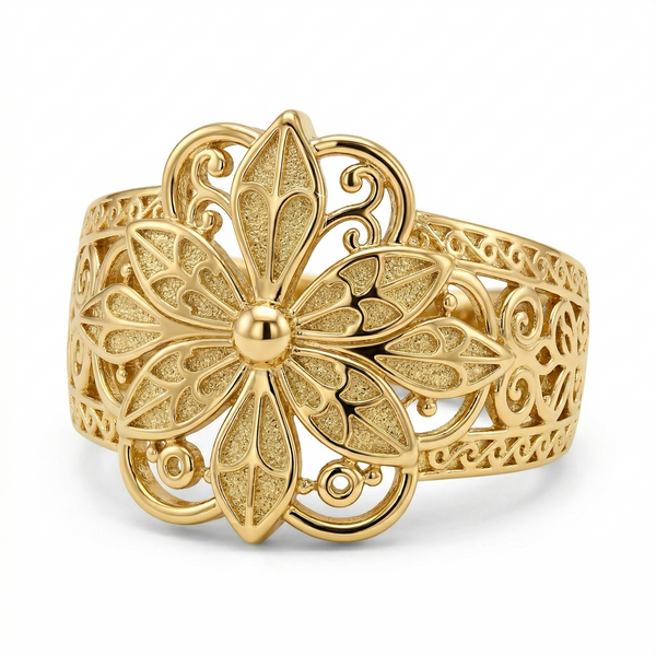Vintage-geïnspireerde bloemring | goudkleurig