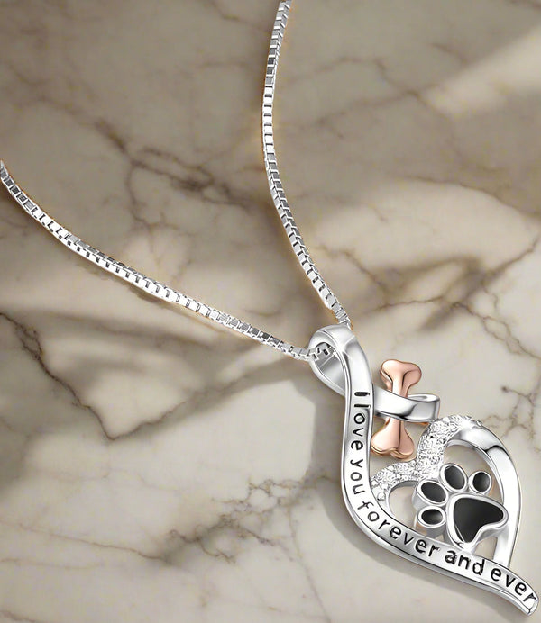 Geluksketting met pootje, hart, botje & infinity – “Always in My Heart” hanger