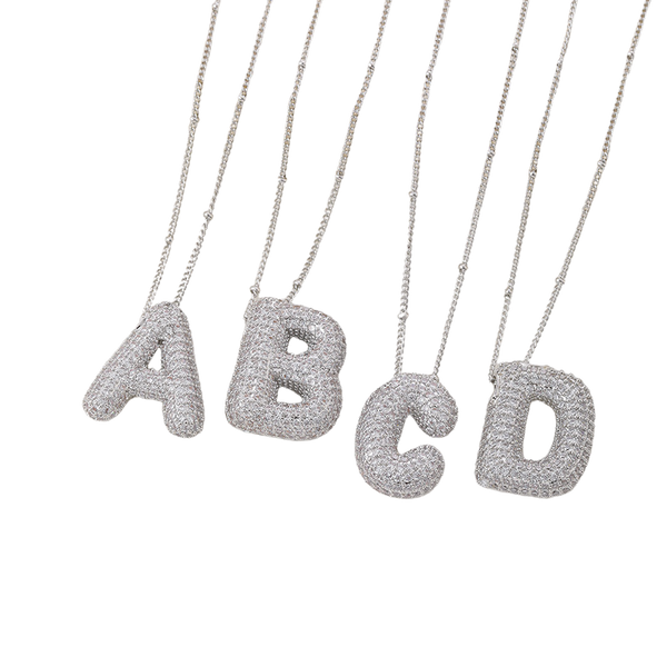 Set met bubbelletter-ketting | witgoudkleurig