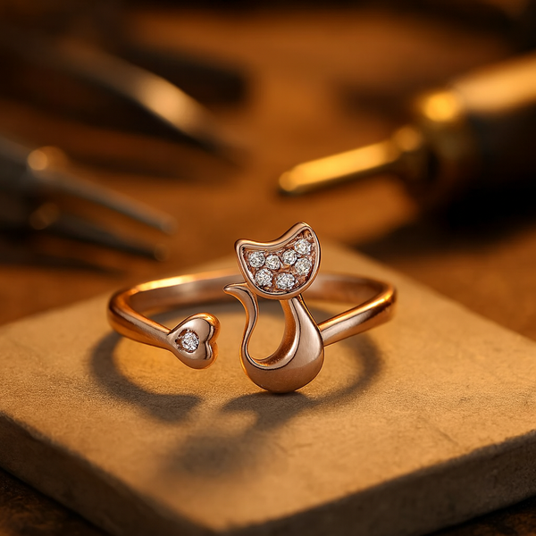 Schattige open kattenring – zirkonia