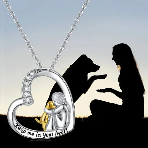 925 sterling zilveren ketting – hart & hond met zirkonia