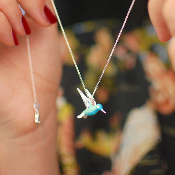 Sterling zilveren kolibrie ketting met emaille