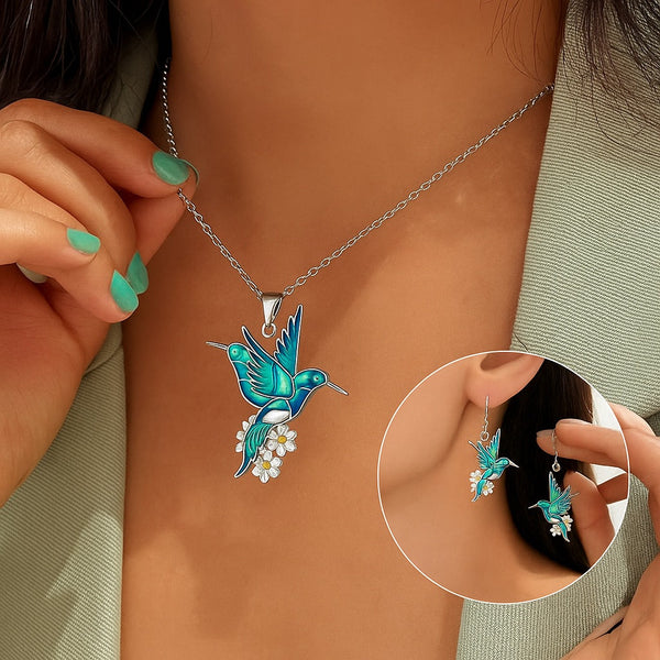 Prachtige kolibrie-ketting met oorbellen cadeau