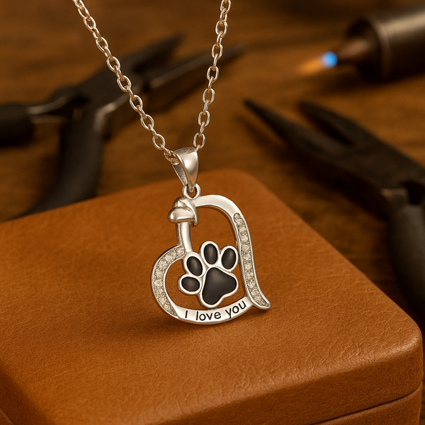 Hartvormige ketting met hondenpootje en zirkonia