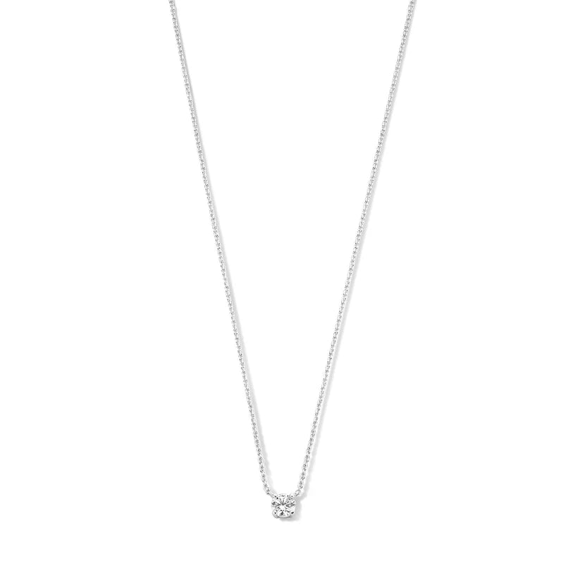 Cléa ketting met steentje | witgoudkleurig
