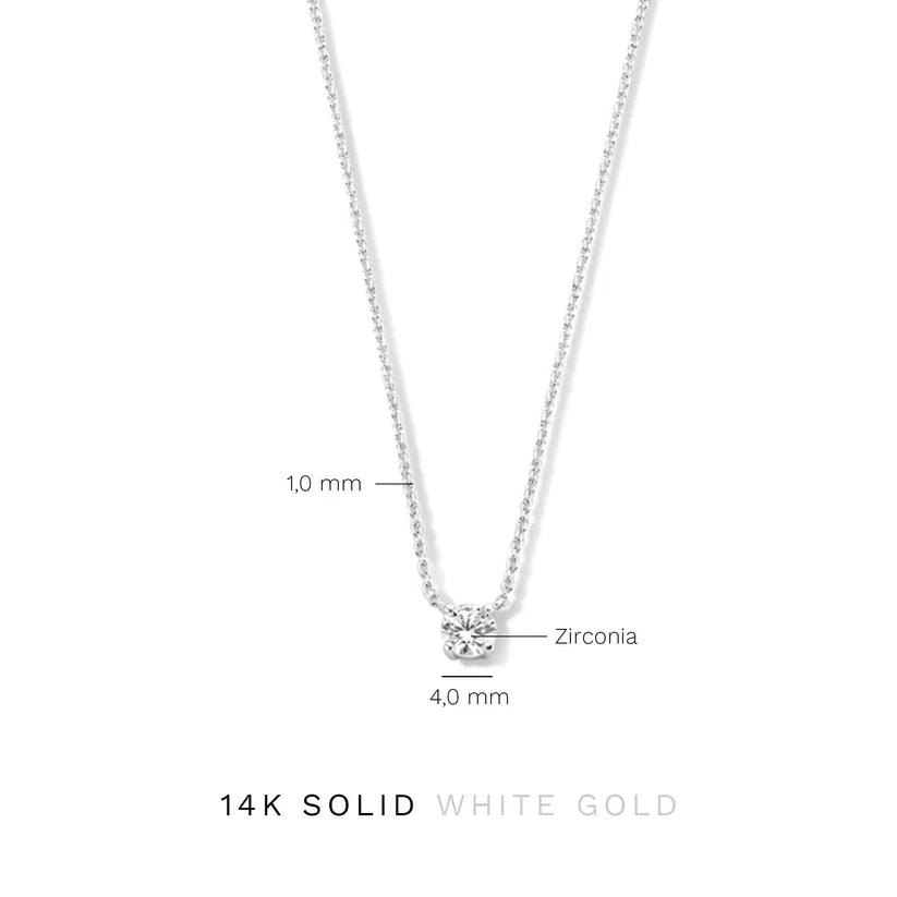 Cléa ketting met steentje | witgoudkleurig