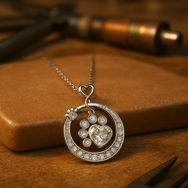Schattige pootjesketting van 925 sterling zilver met zirkonia