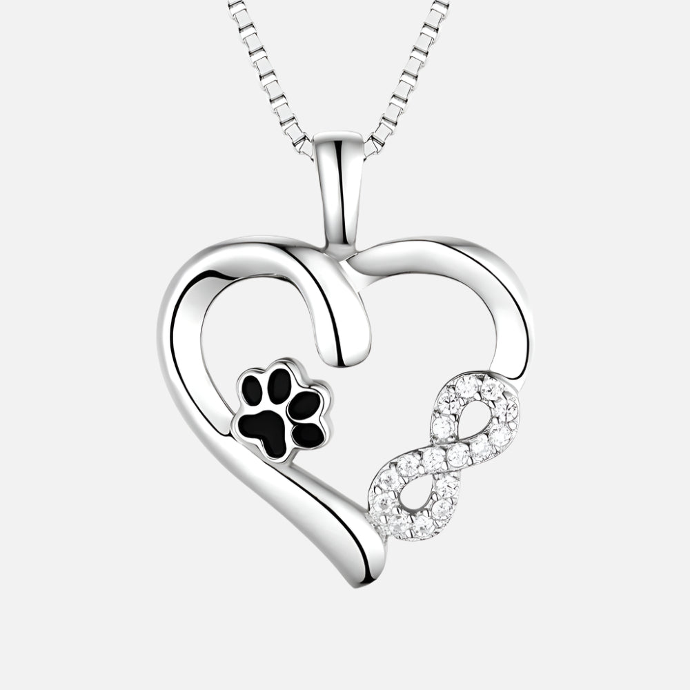 Ketting met pootje, hartje en infinity-bedel