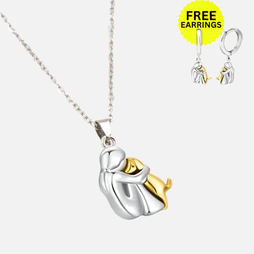 Knuffelhanger aan ketting met oorbellen cadeau