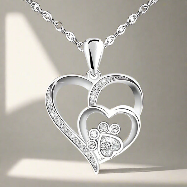 Sterling zilveren ketting met pootje & hartje en zirkonia
