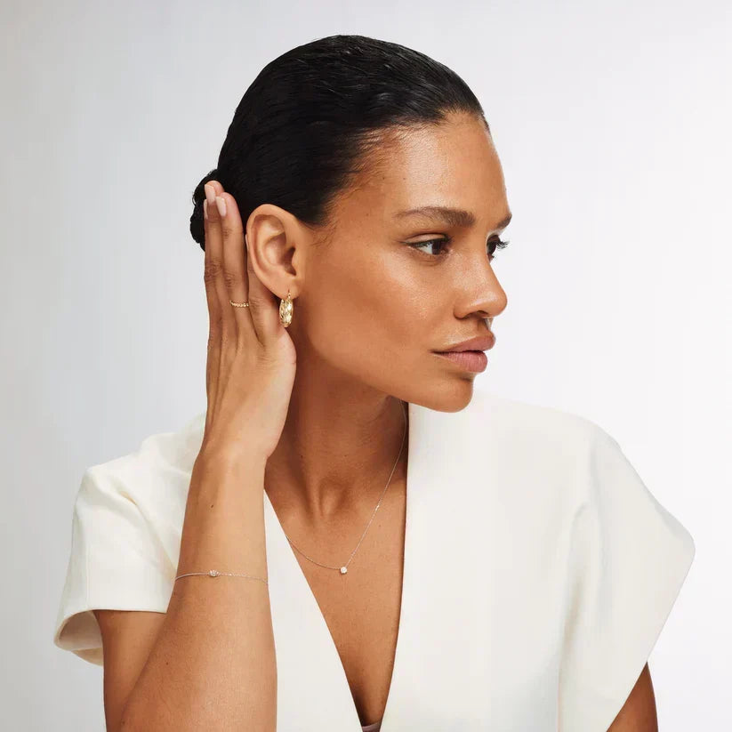 Cléa ketting met steentje | witgoudkleurig